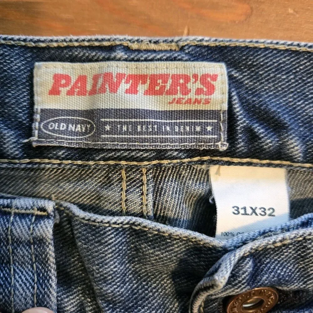 Old Navy Vtg 90s Painter's Carpenter Jeans Med Wash Denim 31 X 32